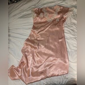 Vintage Elegant Pink Satin Nightgown Size 8  by Natorious